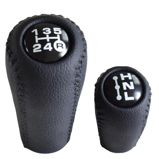 Luxury leather gear shift kit by MANDOTOS featuring premium stitching and sleek design for a stylish car interior upgrade.