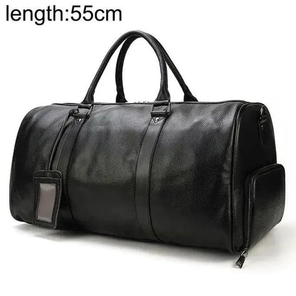 Luxury leather traveler bag by MANDOTOS, featuring sleek design, sturdy handles, and high-quality craftsmanship for stylish travel.