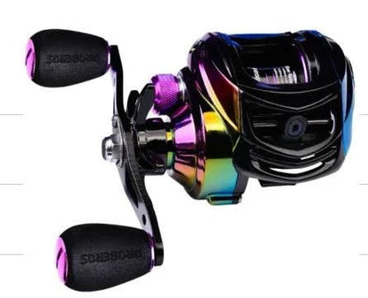 Mandotos MagnaCast precision fishing reel with detailed components and sleek design, ideal for freshwater and saltwater fishing.
