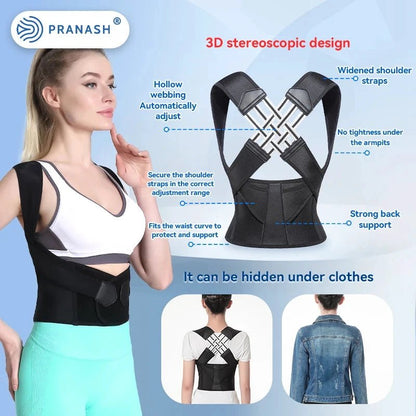 Mandotos adjustable back posture corrector belt for men and women, helps relieve pain and prevent slouching with ergonomic support.