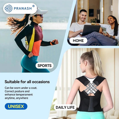 Mandotos adjustable back posture corrector belt for men and women, designed to relieve pain and prevent slouching.