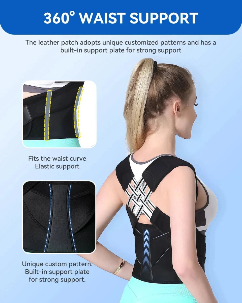 Mandotos adjustable back posture corrector belt for men and women, relieves pain and prevents slouching with comfortable support.