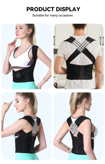 Mandotos adjustable back posture corrector belt for men and women, designed to relieve pain and prevent slouching.