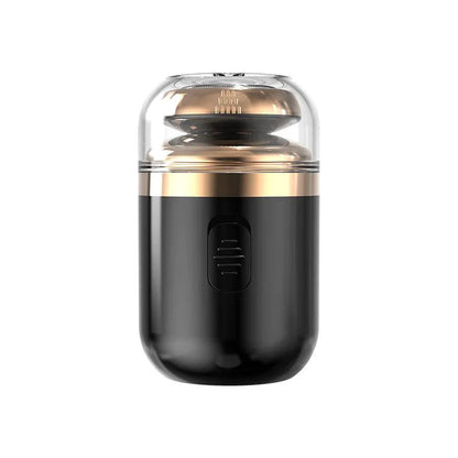Mandotos Black Dual Purpose Capsule Shaver and Nose Hair Trimmer, USB rechargeable, compact personal grooming device.