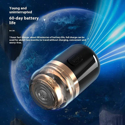 Mandotos black dual-purpose capsule shaver and nose hair trimmer with USB rechargeable design, compact and easy to use.
