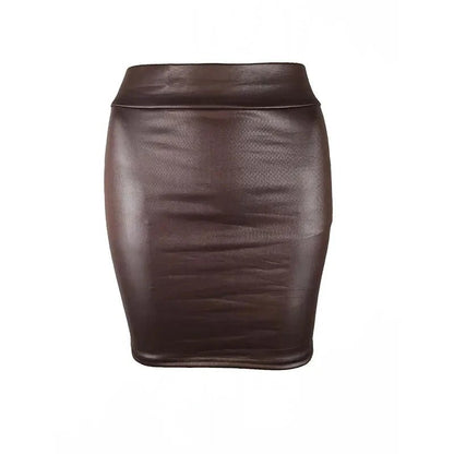 Mandotos black imitation leather high-waist pencil mini skirt for women, Korean fashion summer style, suitable for wholesale.