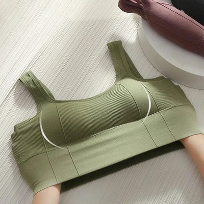Mandotos breathable women's sports bra and seamless yoga crop top with shockproof support for gym and workout sessions.