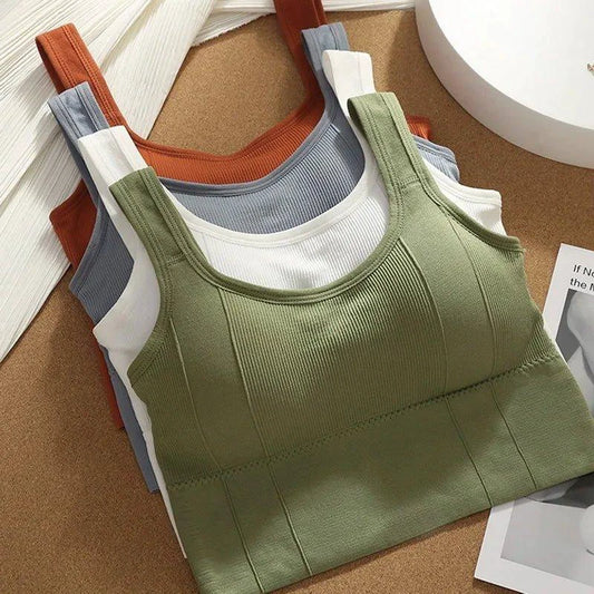 Mandotos breathable sports bra for women, seamless yoga top with shockproof, push-up support, ideal for gym and workout sessions.