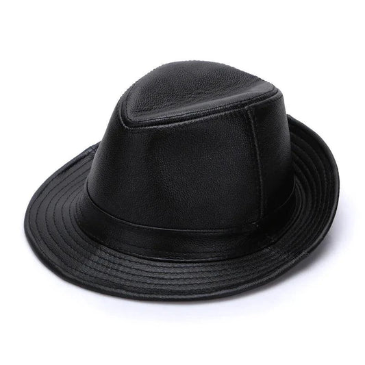 Mandotos brown leather cap made from premium cowhide in XL to XXXXL size, displayed on a neutral background.