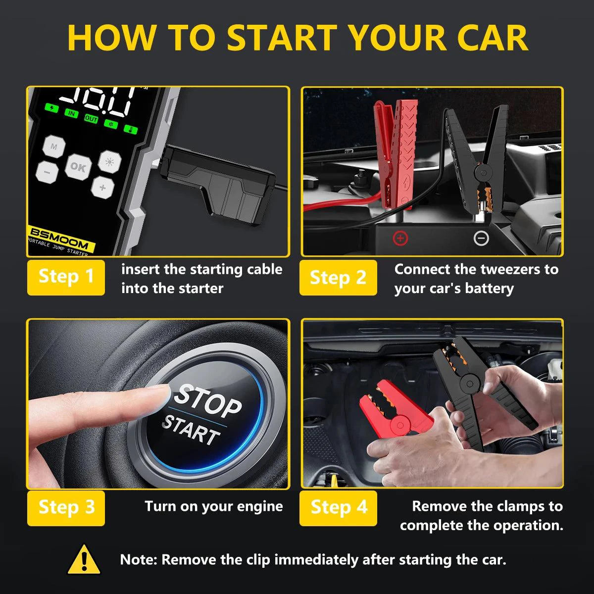 MANDOTOS Car Jump Starter Pro with Air Compressor, 6000A, 21800mAh, LCD display, portable booster charger for vehicles.