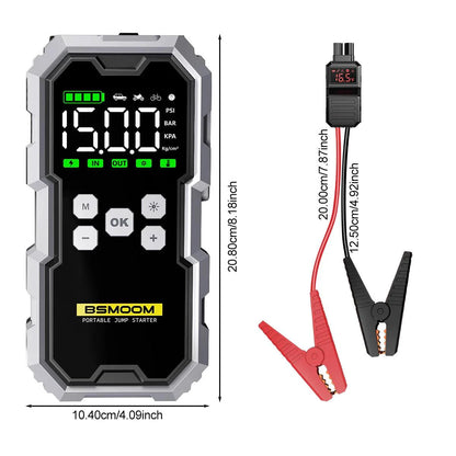 MANDOTOS Car Jump Starter Pro with air compressor, 6000A peak, 21800mAh, LCD display, portable booster charger for vehicles
