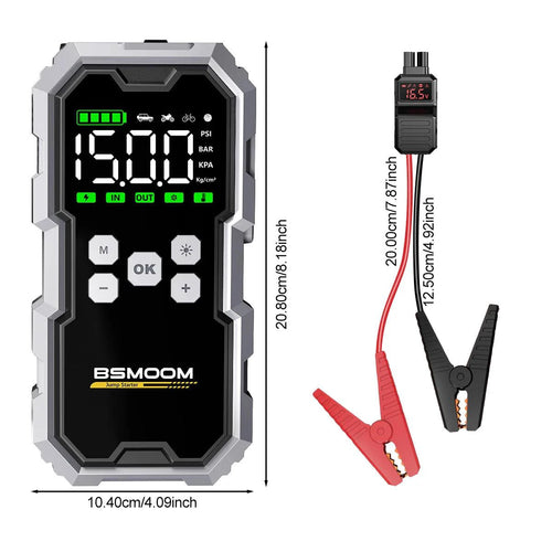 MANDOTOS Car Jump Starter Pro with Air Compressor, 6000A, 21800mAh, LCD display, portable booster charger for vehicles