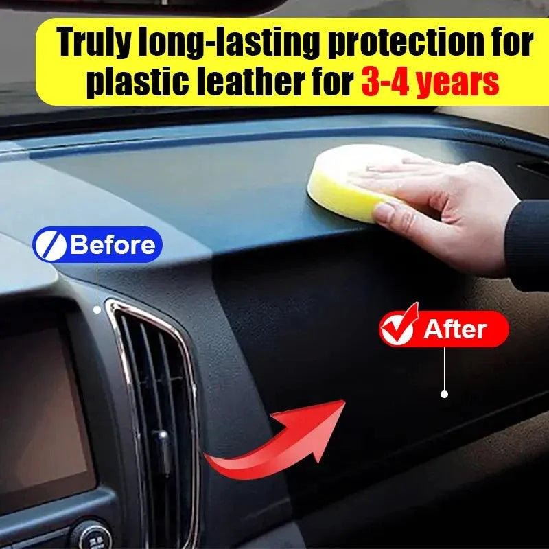 Mandotos Car Plastic Restorer Back to Black gloss renovator for plastic and leather auto care, 50g container.