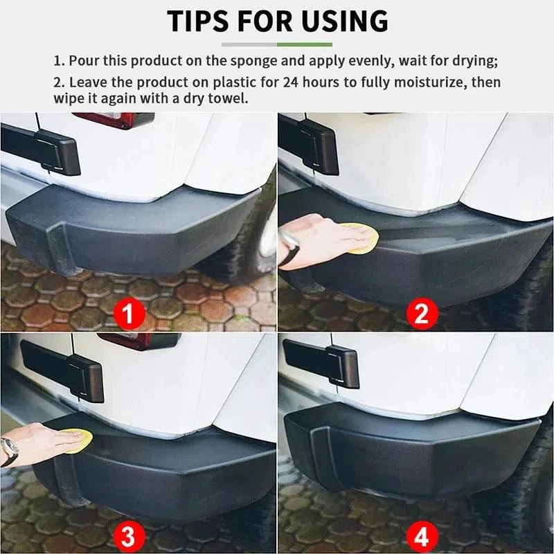 Mandotos Car Plastic Restorer Back to Black Gloss Renovator for plastic and leather auto care, 50g, with a glossy finish.