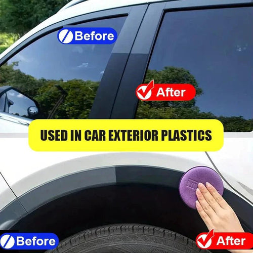 Mandotos Car Plastic Restorer for back to black gloss on plastic and leather auto surfaces in a 50g container.