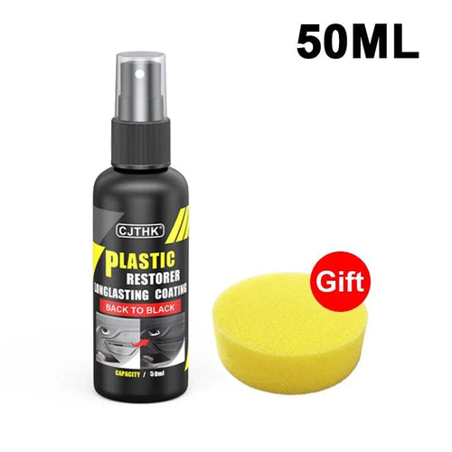 Mandotos Car Plastic Restorer Back to Black Gloss Renovator for plastic and leather auto care, 50g bottle with black finish.