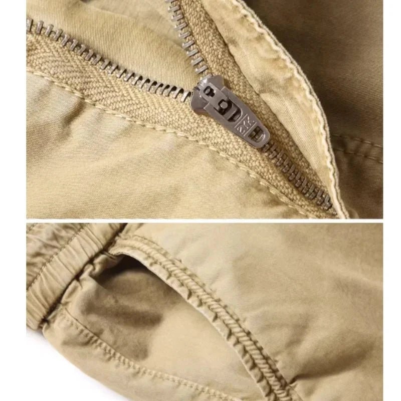 Mandotos men's gray cotton cargo pants, full-length tactical military-style trousers with multiple pockets and durable design