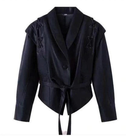 Mandotos casual long sleeve polyester coat in classic brown, loose fit women’s outerwear perfect for everyday wear.