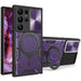 Mandotos CC Small S23 Ultra Armor Case in purple with rotatable ring for Galaxy S23 Ultra, showing the protective design and ring feature.