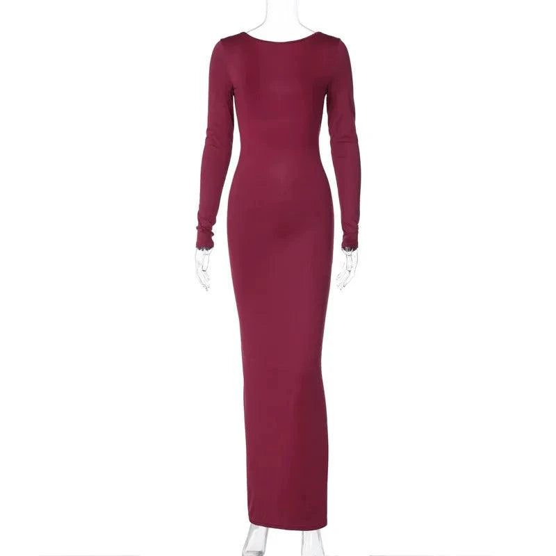 Mandotos chic backless silk dress made from milk silk, featuring a sleek design and elegant fit for stylish occasions.