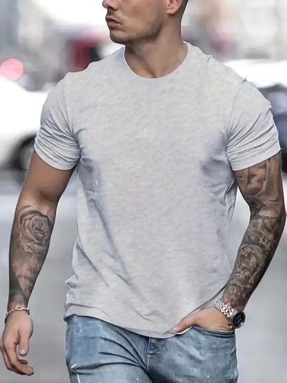 Set of five MANDOTOS cotton T-shirts, short sleeve, O-neck, casual oversize fit for men and women, in various basic colors.