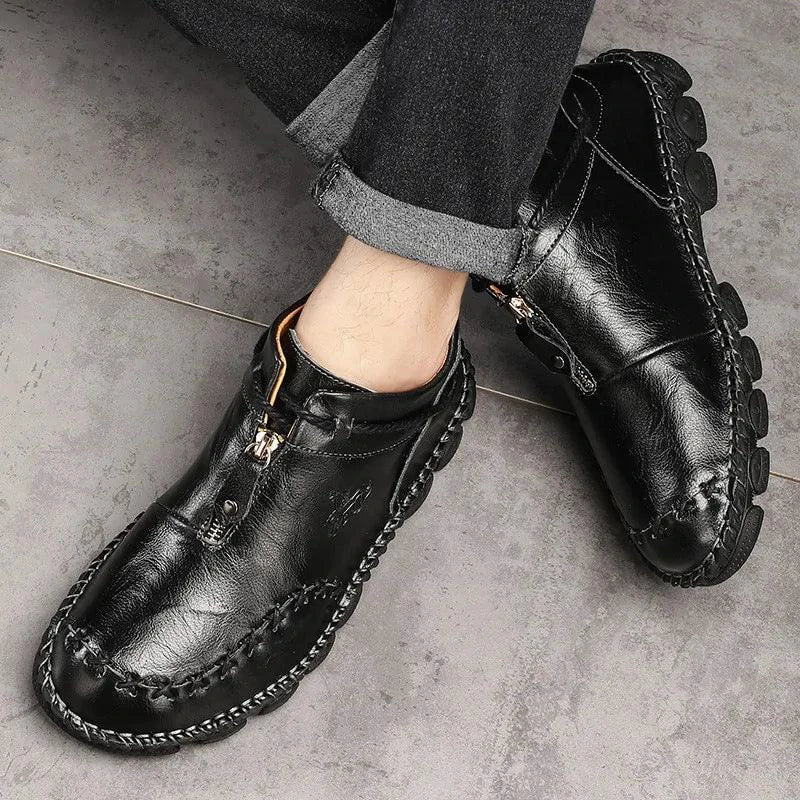 Mandotos men's cowhide leather boots with cushioned insole, rugged sole, durable construction, perfect for all-day comfort.