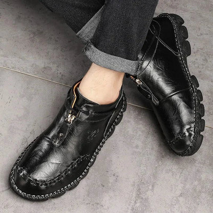 Mandotos men's cowhide leather boots with cushioned insole, rugged sole, durable construction, perfect for all-day comfort.