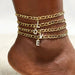 Mandotos crystal A-Z letter initial anklet for women with Cuban link stainless steel design, beach-ready stylish jewelry