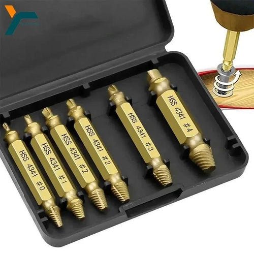 Mandotos damaged screw extractor set with 6 HSS drill bits for removing stripped or damaged screws and bolts.