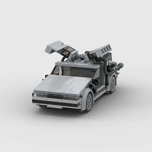Mandotos DeLorean Time Travel Set with 214 gray building pieces, perfect for creating a detailed DeLorean model.