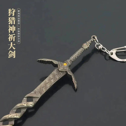 Mandotos Elden Ring God Sword replica, 22cm metal collectible sword with detailed design for display.
