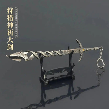 Mandotos Elden Ring God Sword replica, 22cm metal collectible sword with detailed design for display or cosplay.