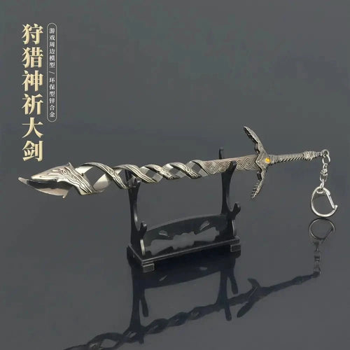Mandotos Elden Ring God Sword replica, 22cm metal collectible sword with detailed design for display or cosplay.