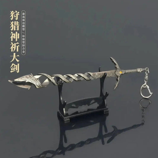 Mandotos Elden Ring God Sword replica, 22cm metal collectible sword with detailed design for display or cosplay.