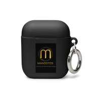 Mandotos FlexiGuard AirPods case in black with textured grip, protective cover designed for AirPods wireless earbuds.
