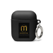 Mandotos FlexiGuard AirPods case in black with textured grip, protective cover designed for AirPods wireless earbuds.