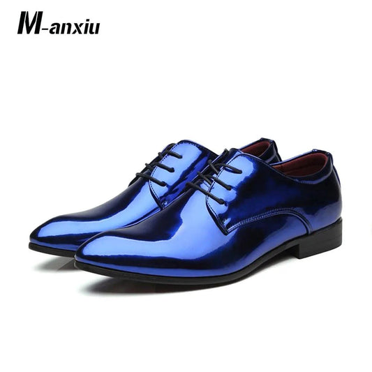 Mandotos metallic rose gold men's dress shoes with a formal, classic silhouette, suitable for office and special occasions.