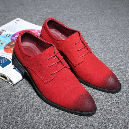 Mandotos Red Pointed Leather Shoes featuring sleek design and polished finish, perfect for stylish formal or casual wear.