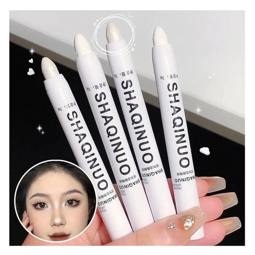 Mandotos matte eyeshadow stick with white eyeliner, shimmer silver highlighter, cream formula, suitable for eye makeup.