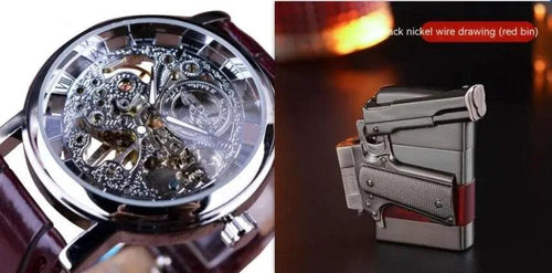 Mandotos men's mechanical watch with black dial and leather strap, showcasing classic design and precise timekeeping.