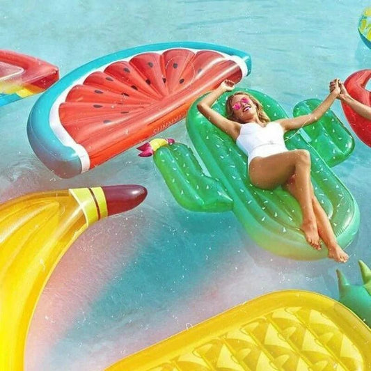 Large Mega Pool Party Float by MANDOTOS with colorful design, perfect for relaxing in the pool during summer.