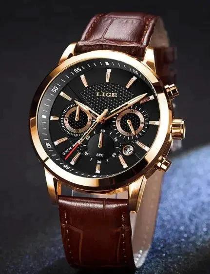 Mandotos men's fashion sport quartz watch with black dial and silver band, stylish men's wristwatch for active and casual wear.