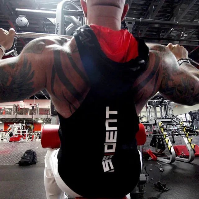 Men's breathable active hooded workout tank by MANDOTOS, shown in a lightweight, sleeveless design ideal for fitness activities.