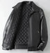 Men's autumn-winter leather sports jacket by MANDOTOS, featuring a sleek design with zipper closure and ribbed cuffs.