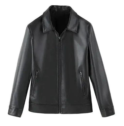 Men's autumn-winter leather sports jacket by MANDOTOS, featuring a stylish design with a front zipper and casual fit.