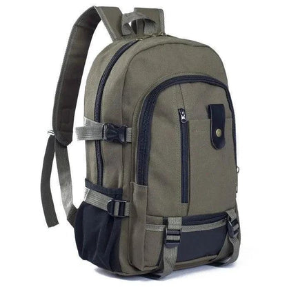Mandotos men's canvas backpack with multiple compartments and adjustable straps, ideal for students and everyday use.