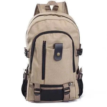 Men's canvas backpack by MANDOTOS with multiple compartments and adjustable straps, ideal for students and daily use.