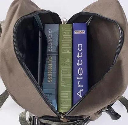 Mandotos men's canvas backpack with multiple compartments, ideal for students and everyday use.