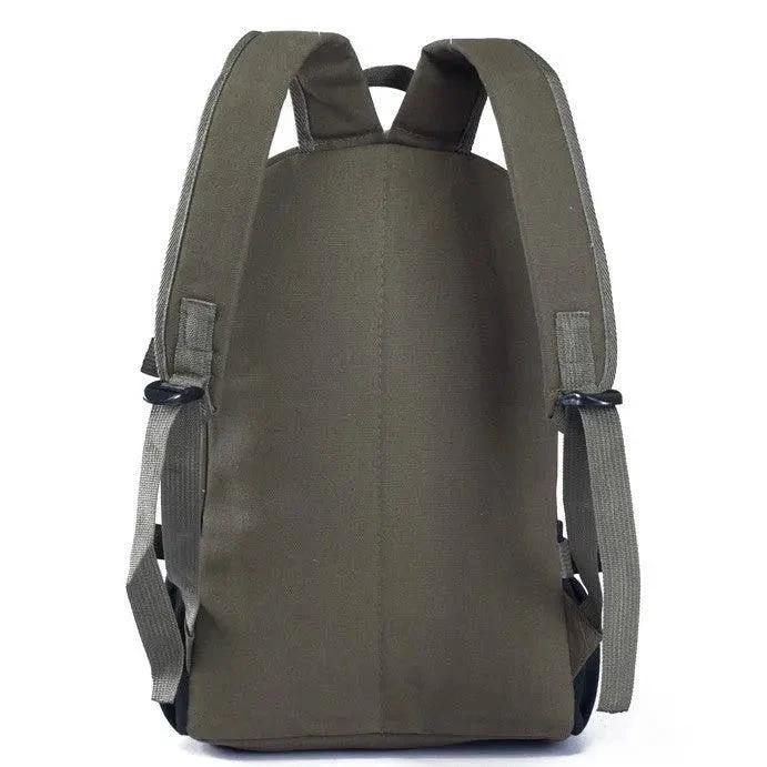 Mandotos men's canvas backpack with multiple compartments, ideal for students and daily use, featuring adjustable straps and a top handle.