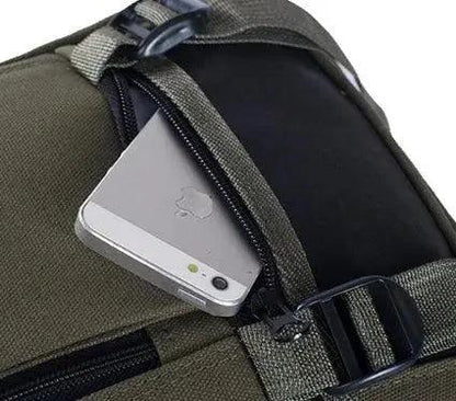 Mandotos men's canvas backpack with multiple compartments, ideal for students and daily use, featuring adjustable straps and durable material.